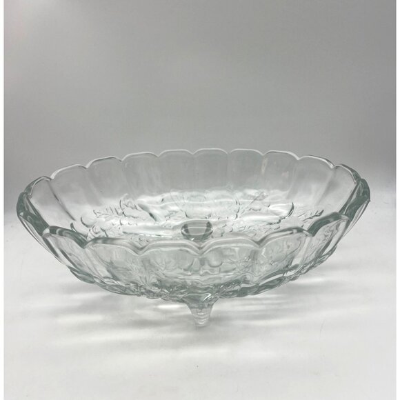 Indiana Glass Harvest Grape Footed Bowl Mixed Fruit Pattern 12" x 8.5" - Picture 2 of 7